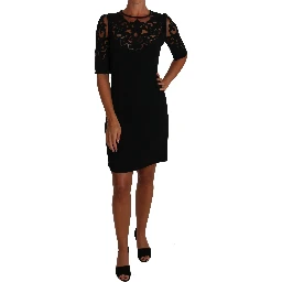 Black Floral Cut Out Pattern Coctail Dress