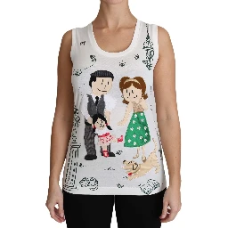 White Cotton #dgfamily Sleeveless Shirt Tank Top