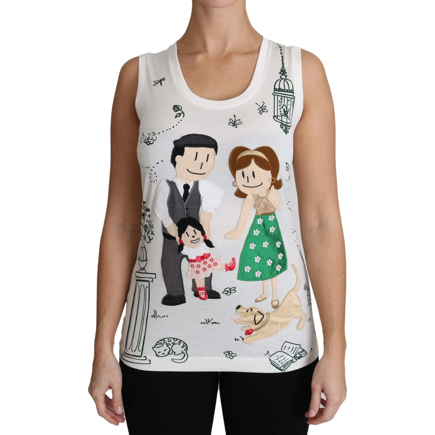 White Cotton #dgfamily Sleeveless Shirt Tank Top