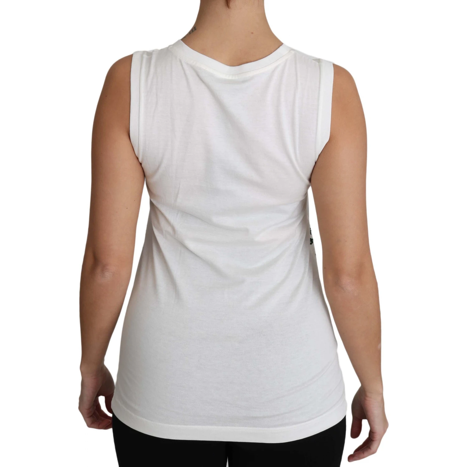 White Cotton #dgfamily Sleeveless Shirt Tank Top