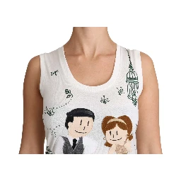 White Cotton #dgfamily Sleeveless Shirt Tank Top