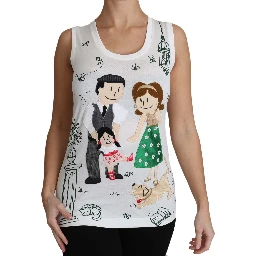 White Cotton #dgfamily Sleeveless Shirt Tank Top