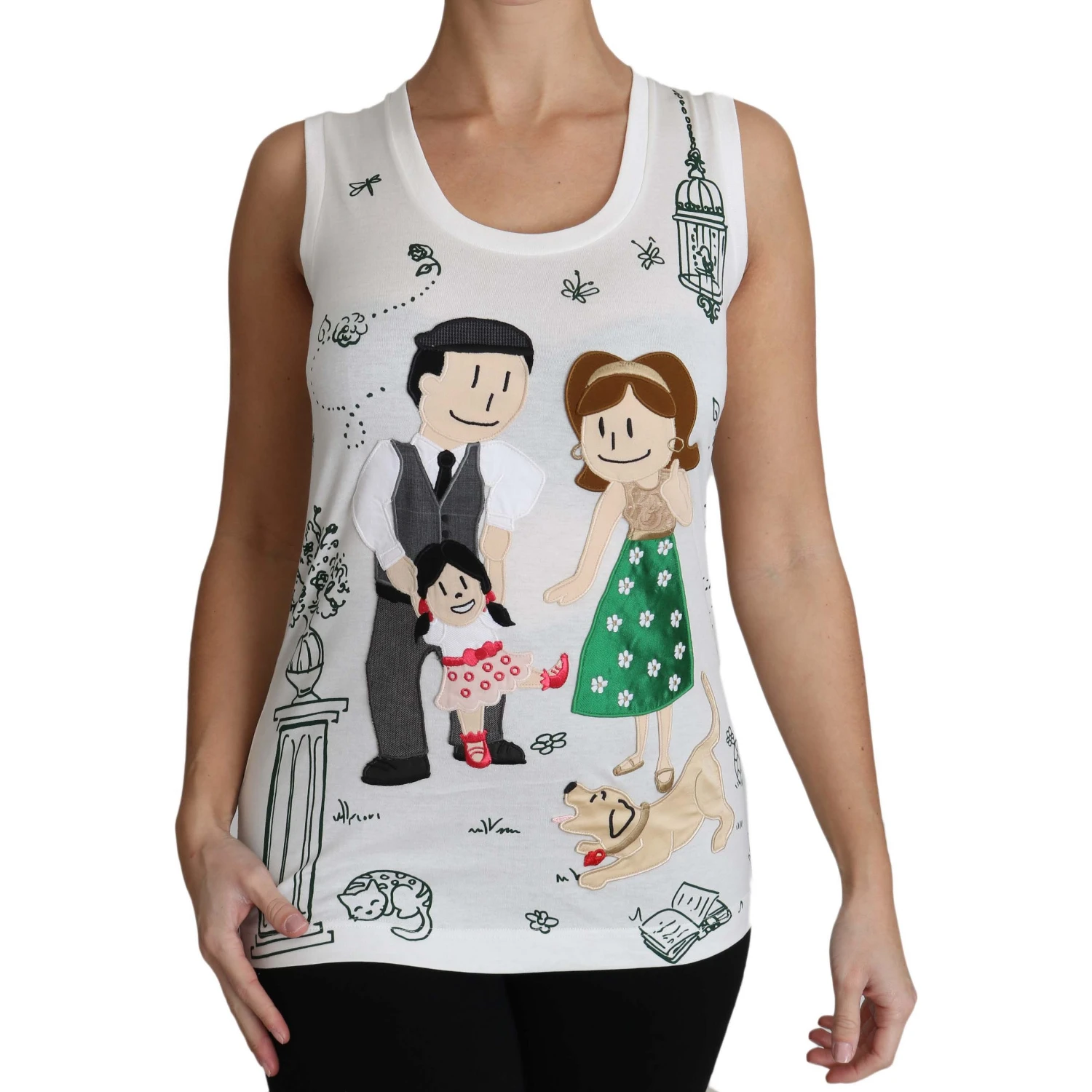 White Cotton #dgfamily Sleeveless Shirt Tank Top
