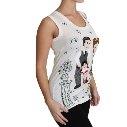 White Cotton #dgfamily Sleeveless Shirt Tank Top