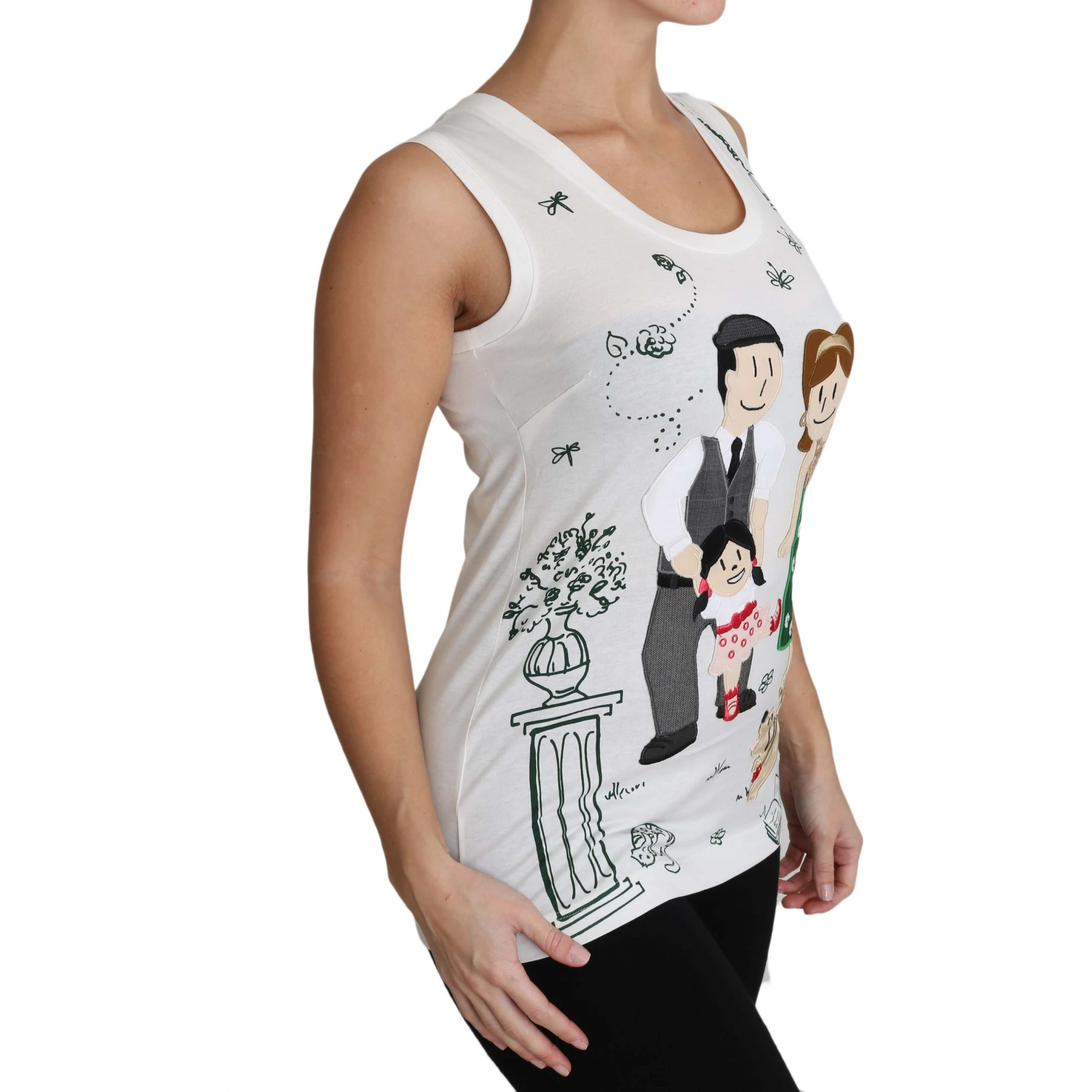 White Cotton #dgfamily Sleeveless Shirt Tank Top