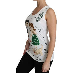 White Cotton #dgfamily Sleeveless Shirt Tank Top