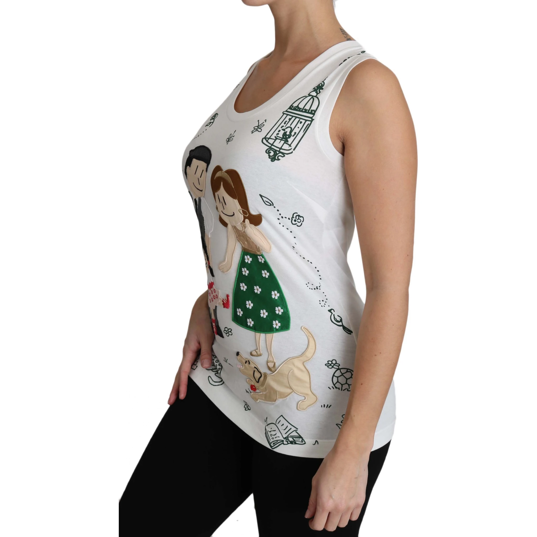 White Cotton #dgfamily Sleeveless Shirt Tank Top