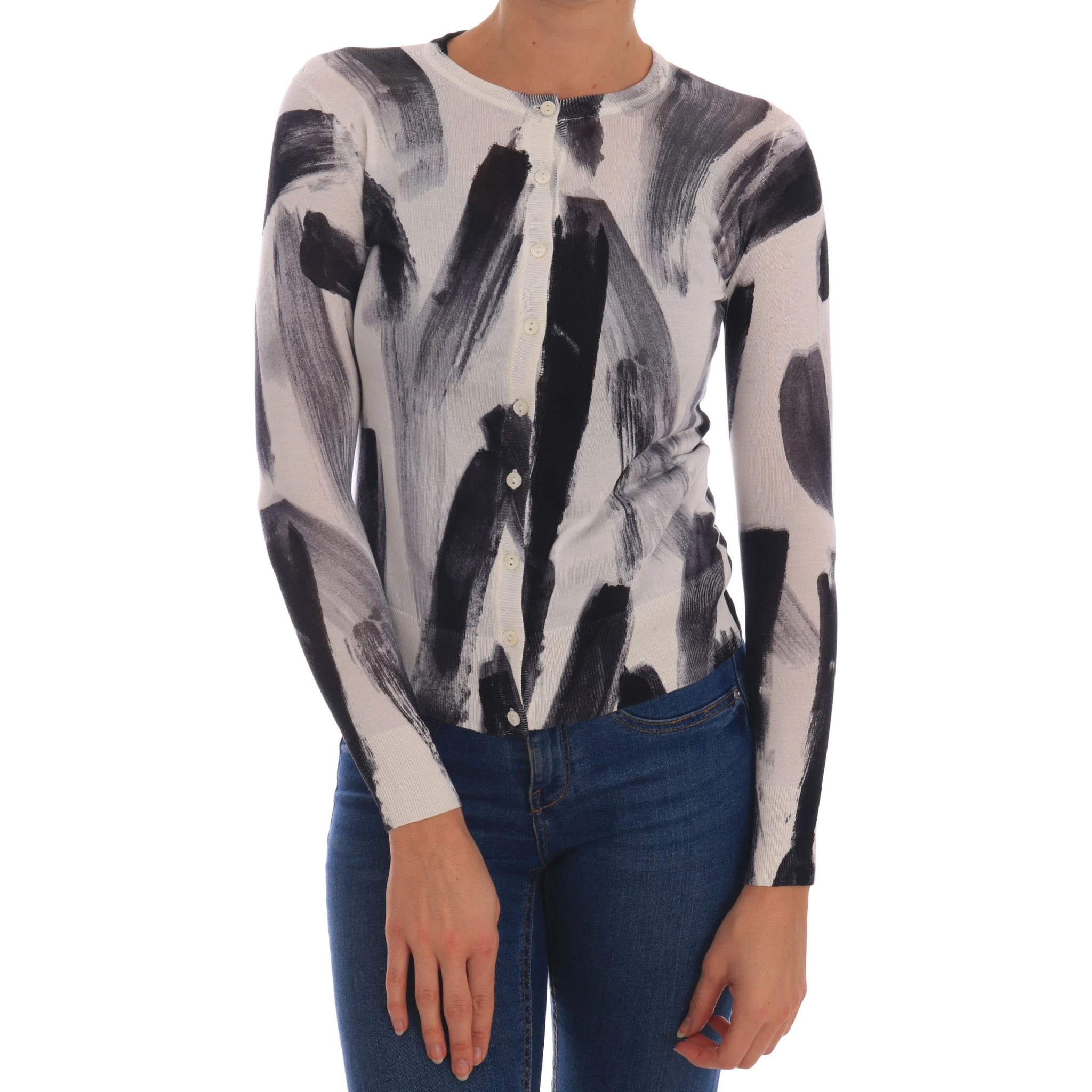 Cardigan Lightweight Silk Paint Stroke Sweater