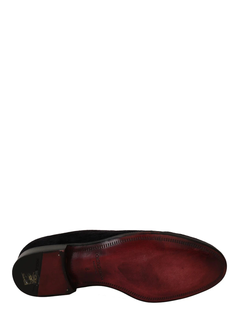 Loafers Black Velvet Gold Crown