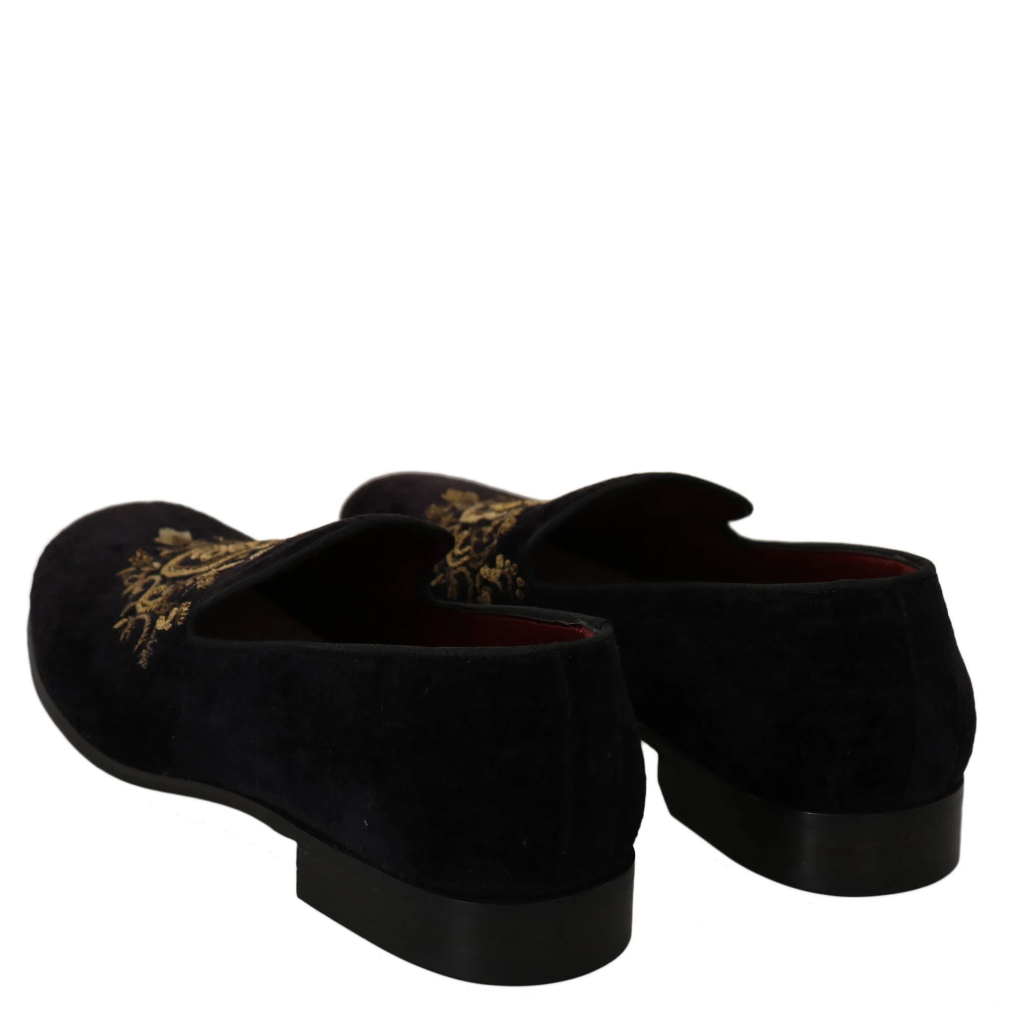 Loafers Black Velvet Gold Crown