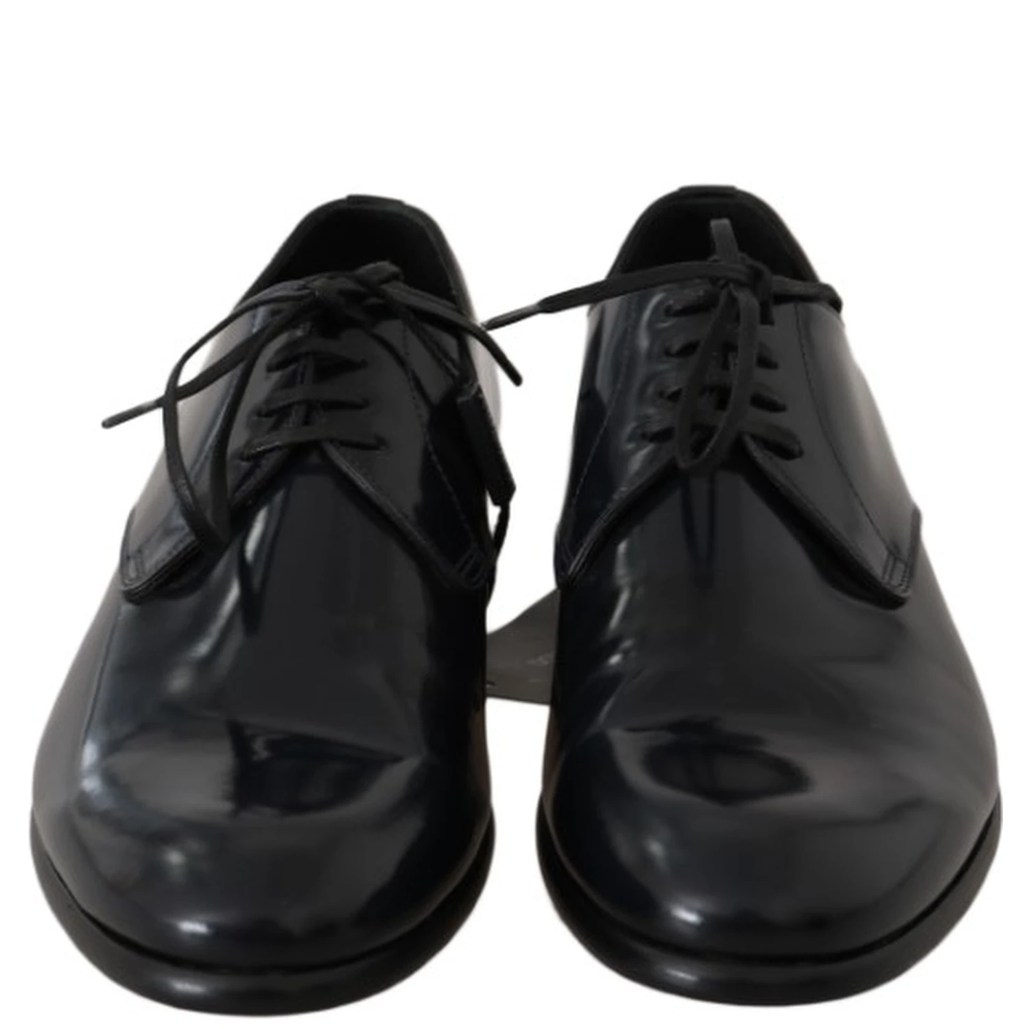 Blue Leather Polished Dress Derby Shoes