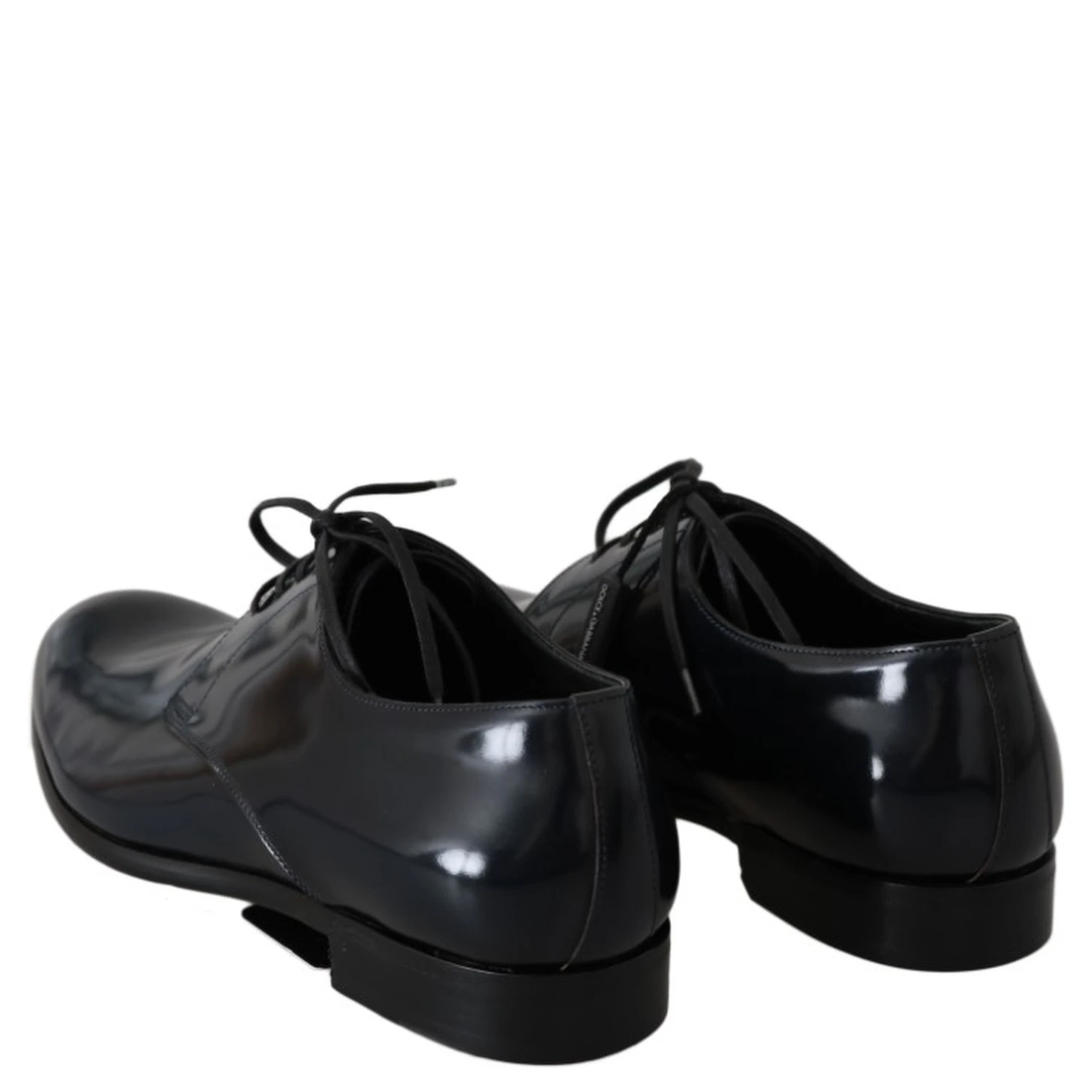 Blue Leather Polished Dress Derby Shoes