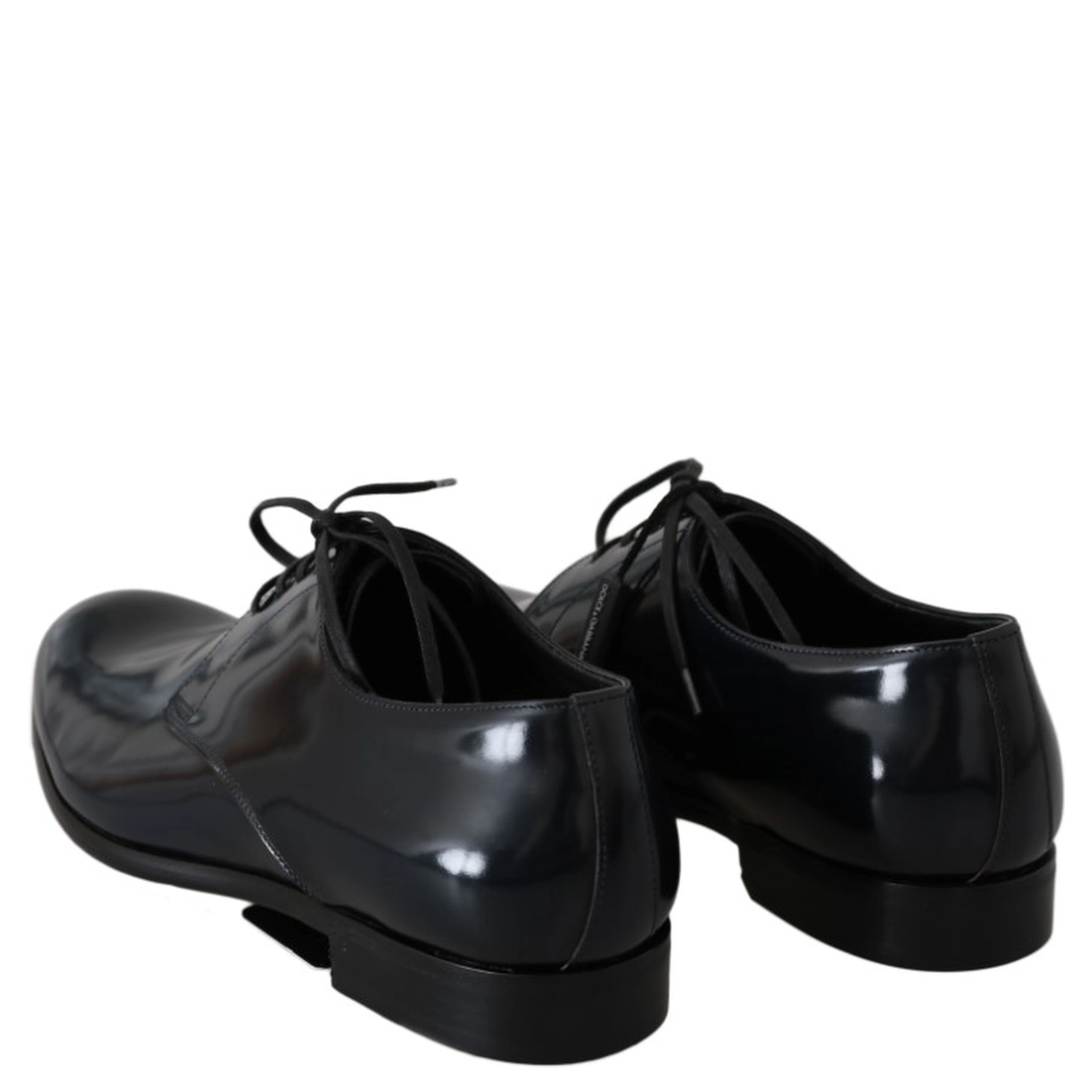 Blue Leather Polished Dress Derby Shoes