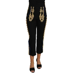 Military Embellished Pants Black Gold Dress Pant