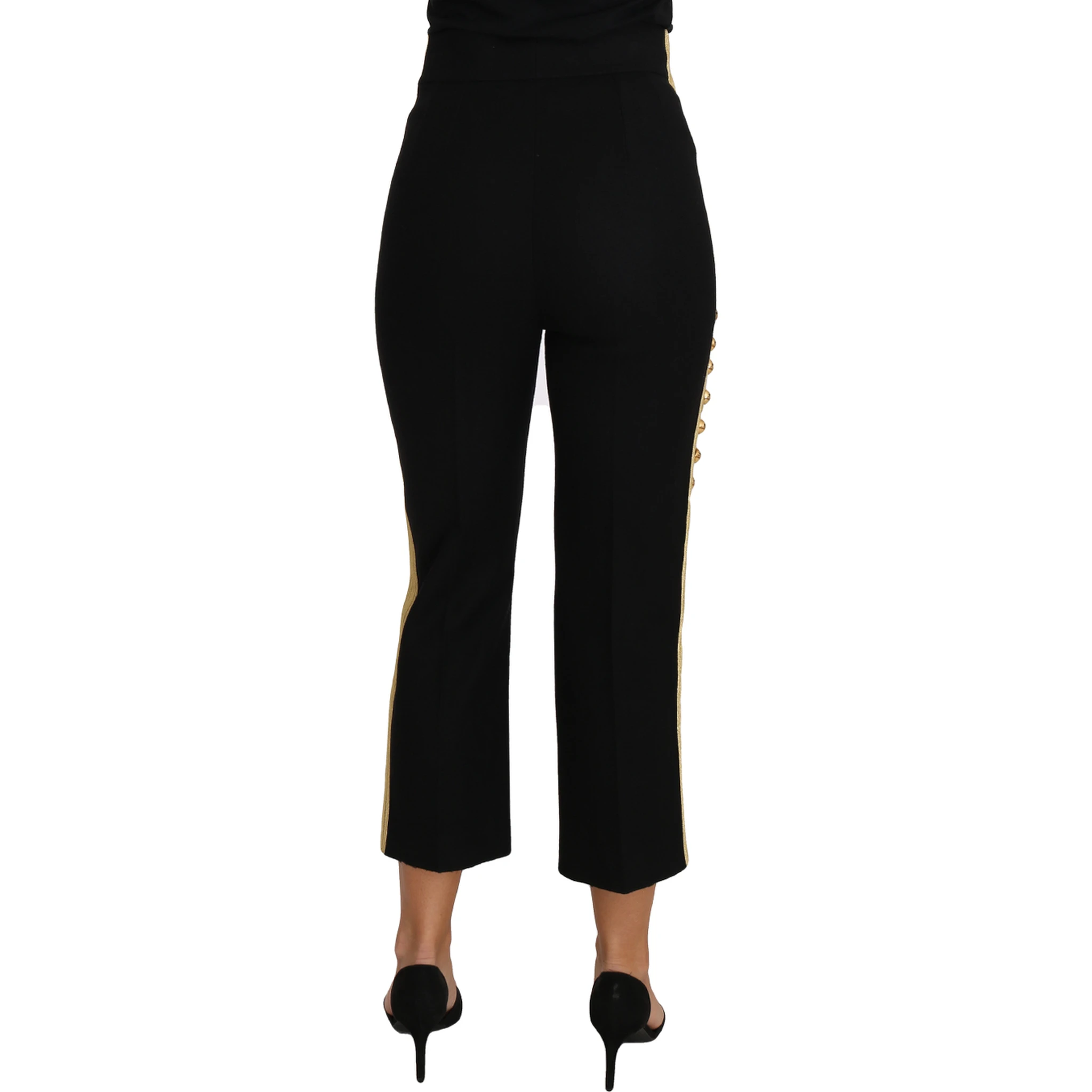 Military Embellished Pants Black Gold Dress Pant