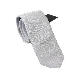 White Patterned Classic Mens Slim Necktie Tie