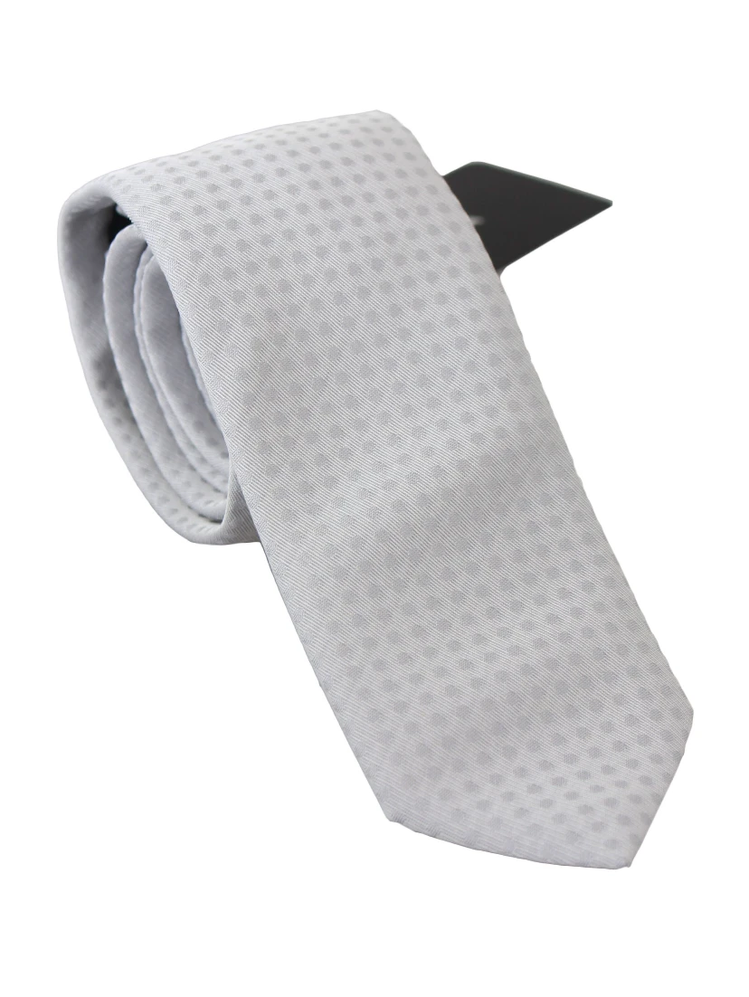 White Patterned Classic Mens Slim Necktie Tie