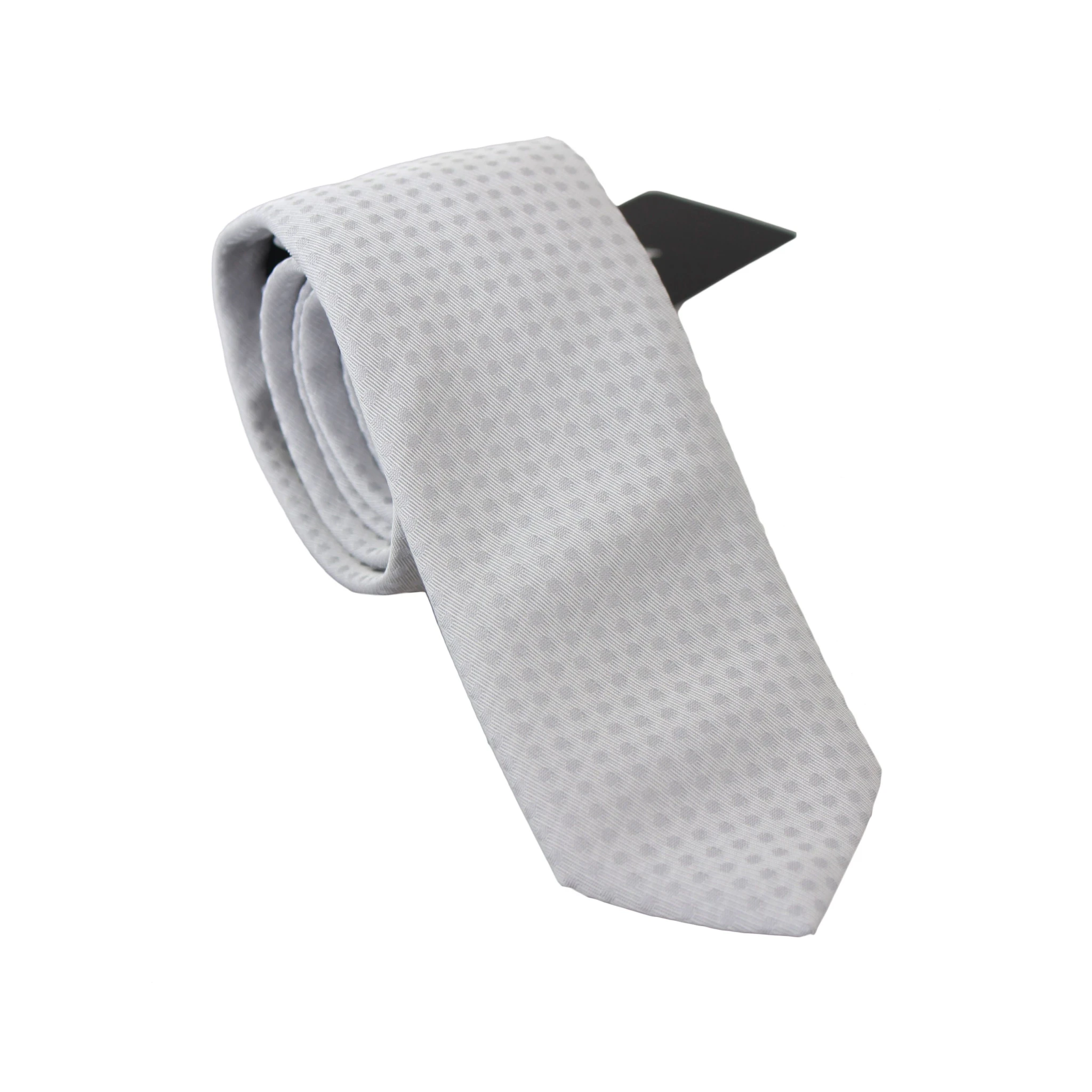 White Patterned Classic Mens Slim Necktie Tie