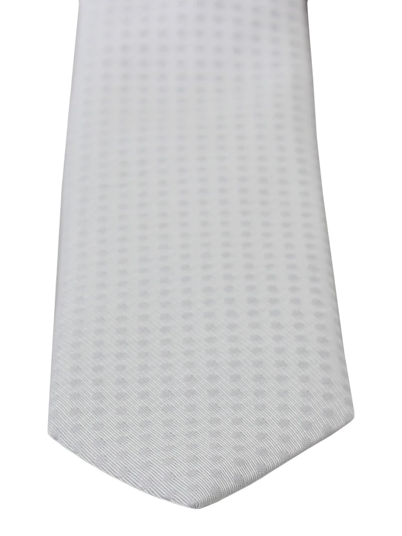 White Patterned Classic Mens Slim Necktie Tie
