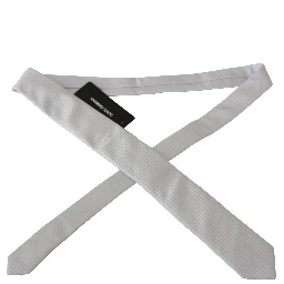 White Patterned Classic Mens Slim Necktie Tie
