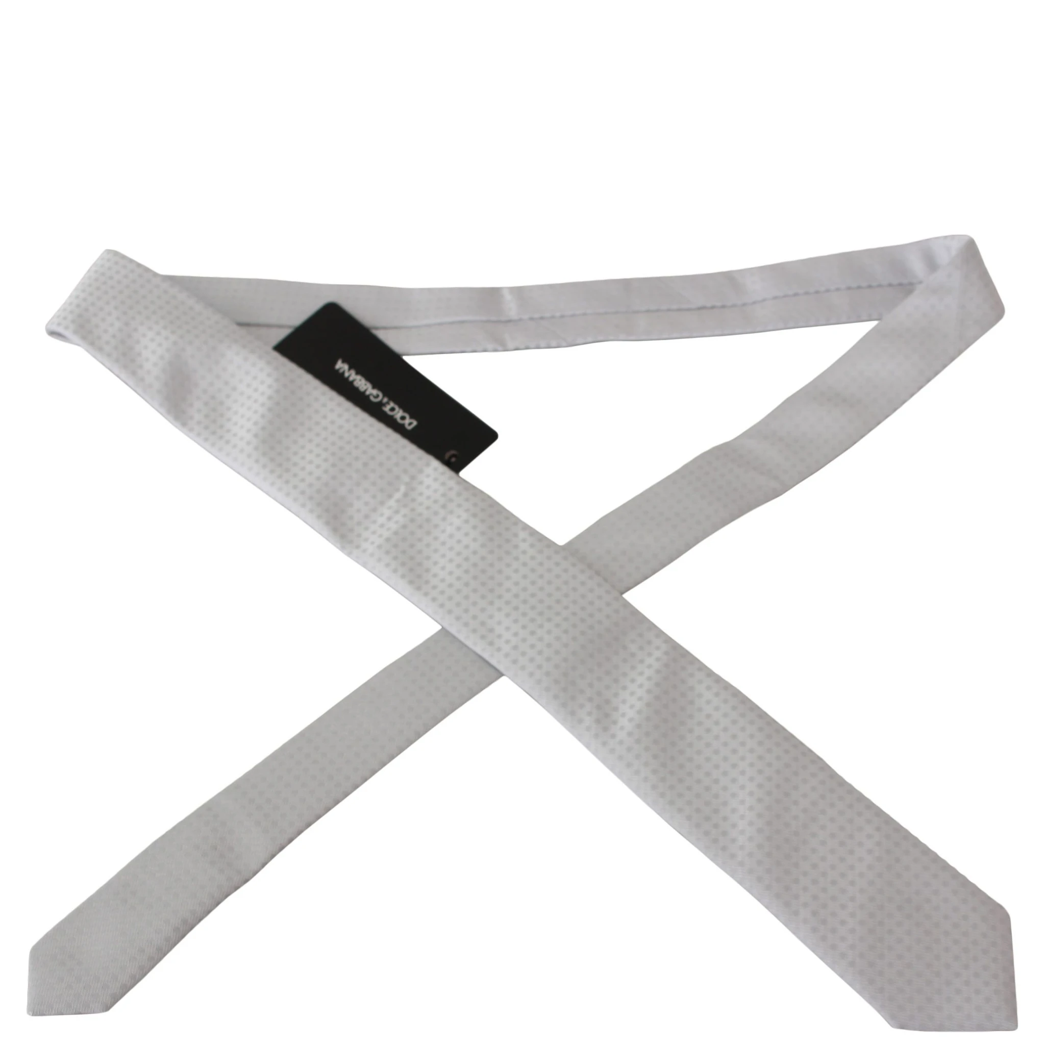 White Patterned Classic Mens Slim Necktie Tie