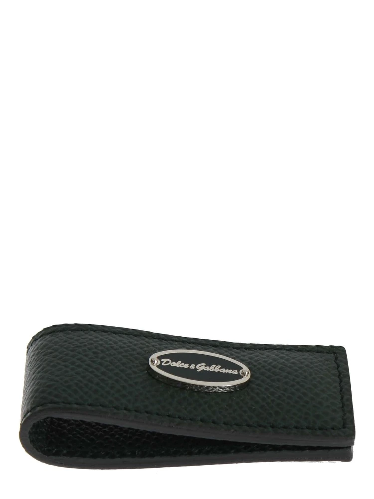 Green Leather Magnet Money Clip