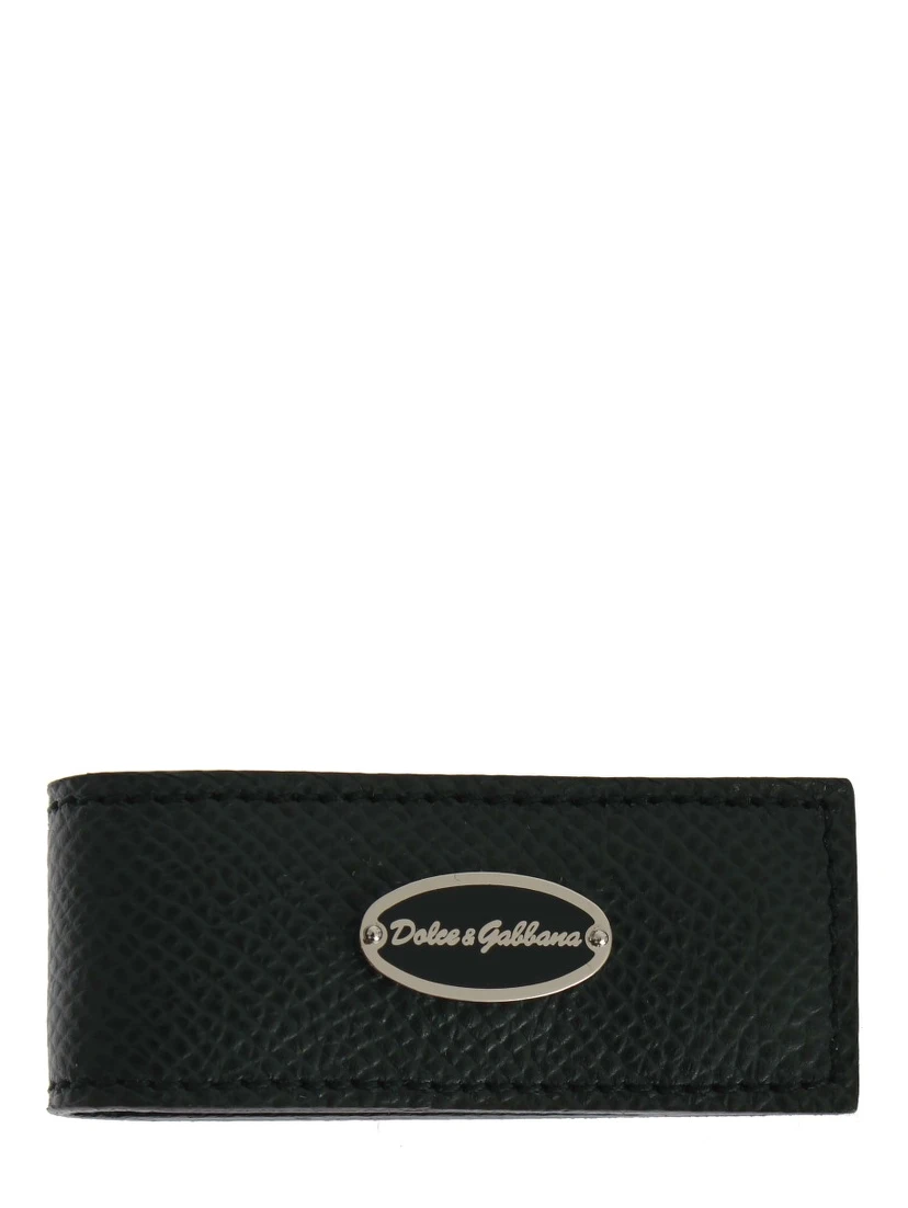 Green Leather Magnet Money Clip