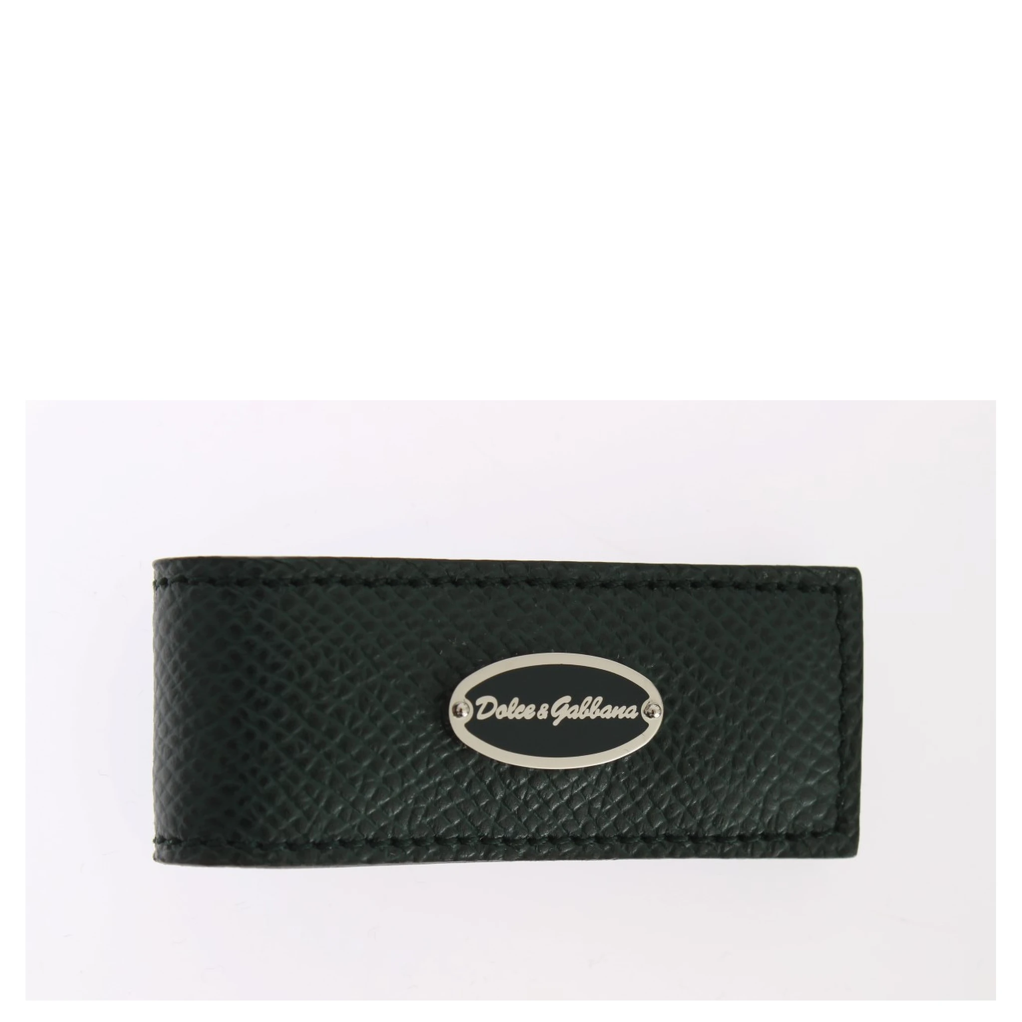 Green Leather Magnet Money Clip