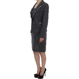 Gray Stretch Suit Sheath Dress & Blazer Set