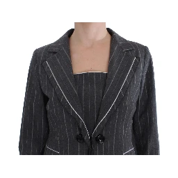 Gray Stretch Suit Sheath Dress & Blazer Set