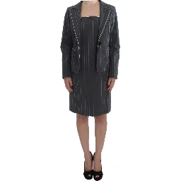 Gray Stretch Suit Sheath Dress & Blazer Set