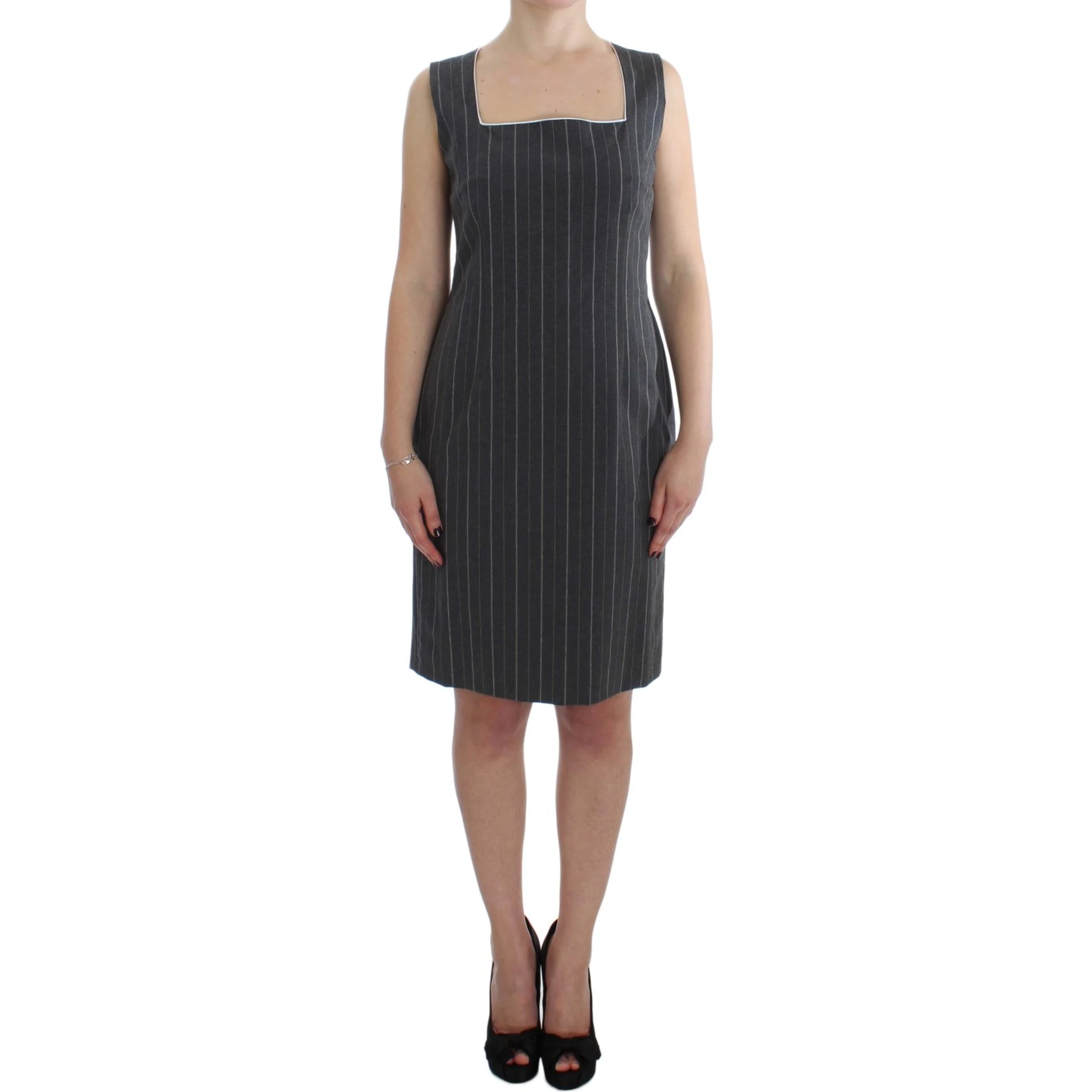 Gray Stretch Suit Sheath Dress & Blazer Set