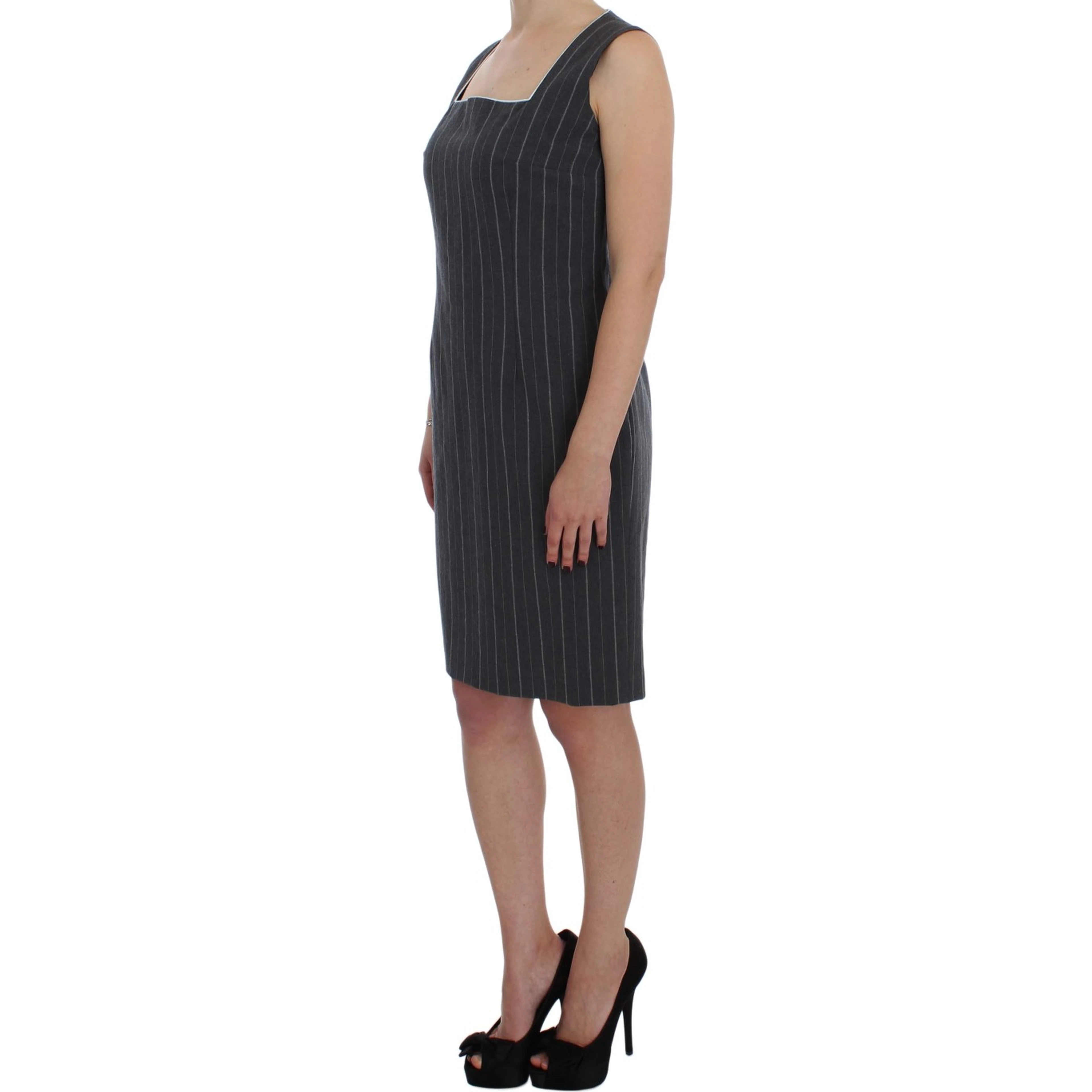 Gray Stretch Suit Sheath Dress & Blazer Set