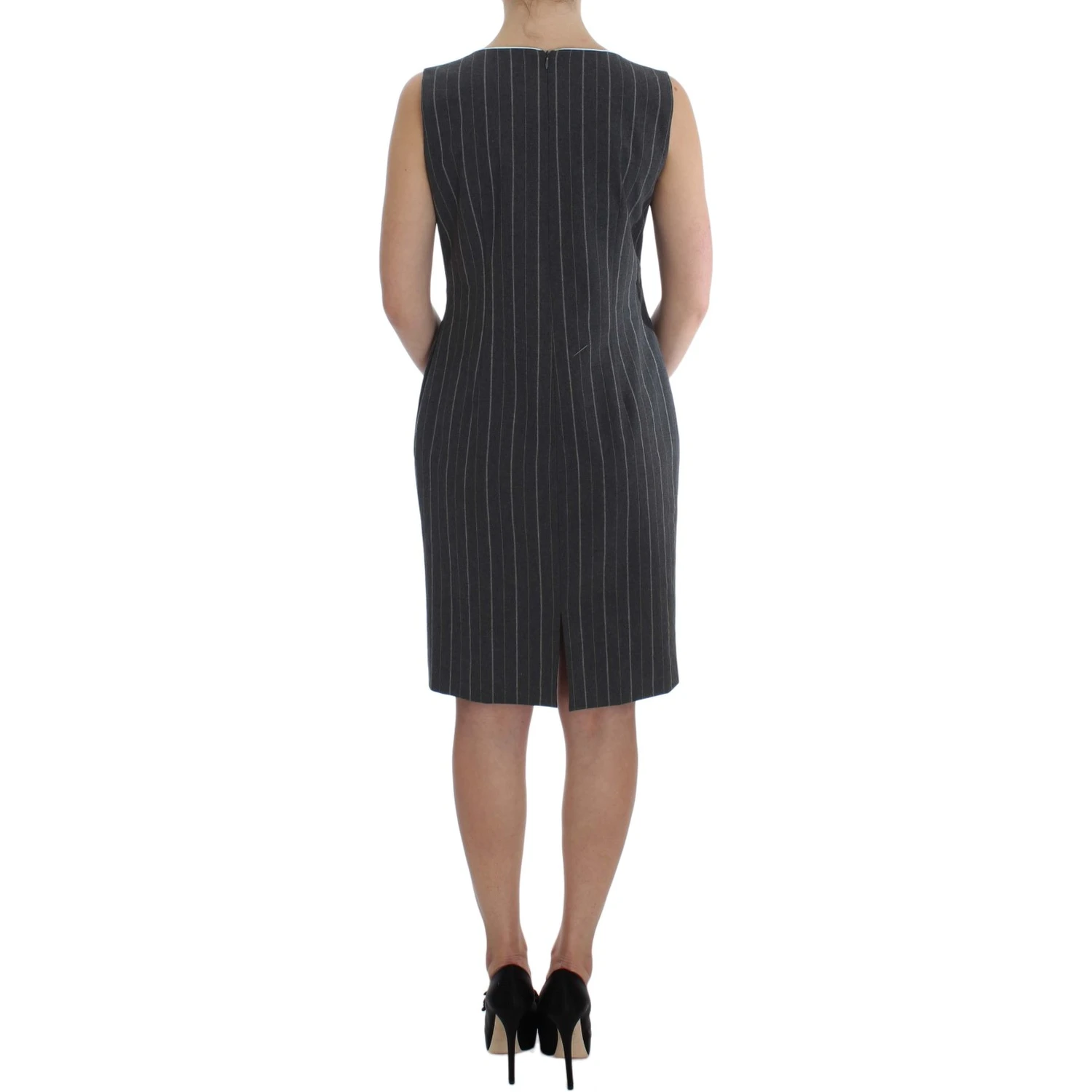 Gray Stretch Suit Sheath Dress & Blazer Set
