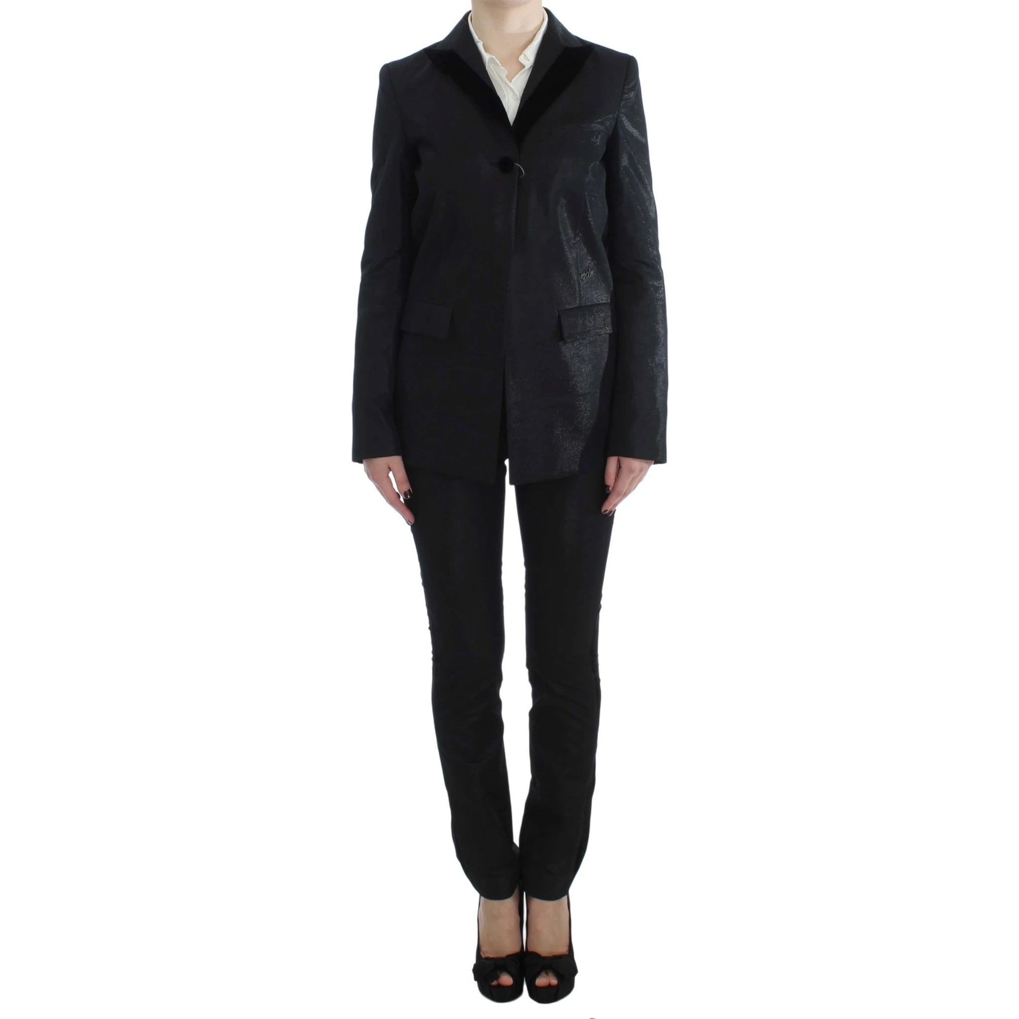 Black One Button Three Piece Suit