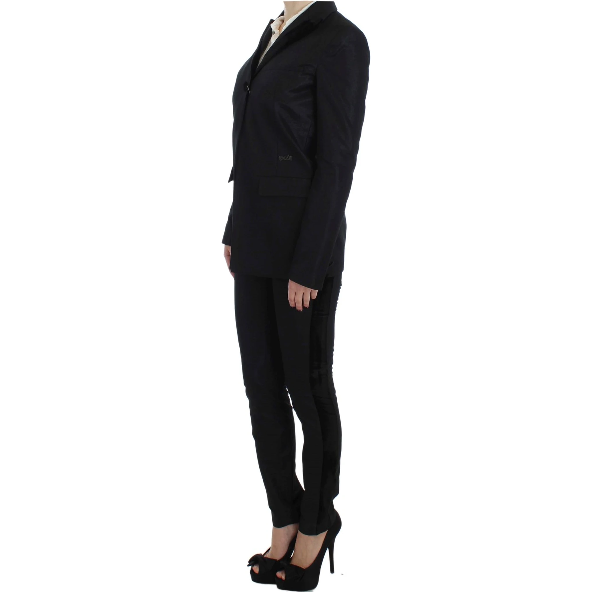 Black One Button Three Piece Suit