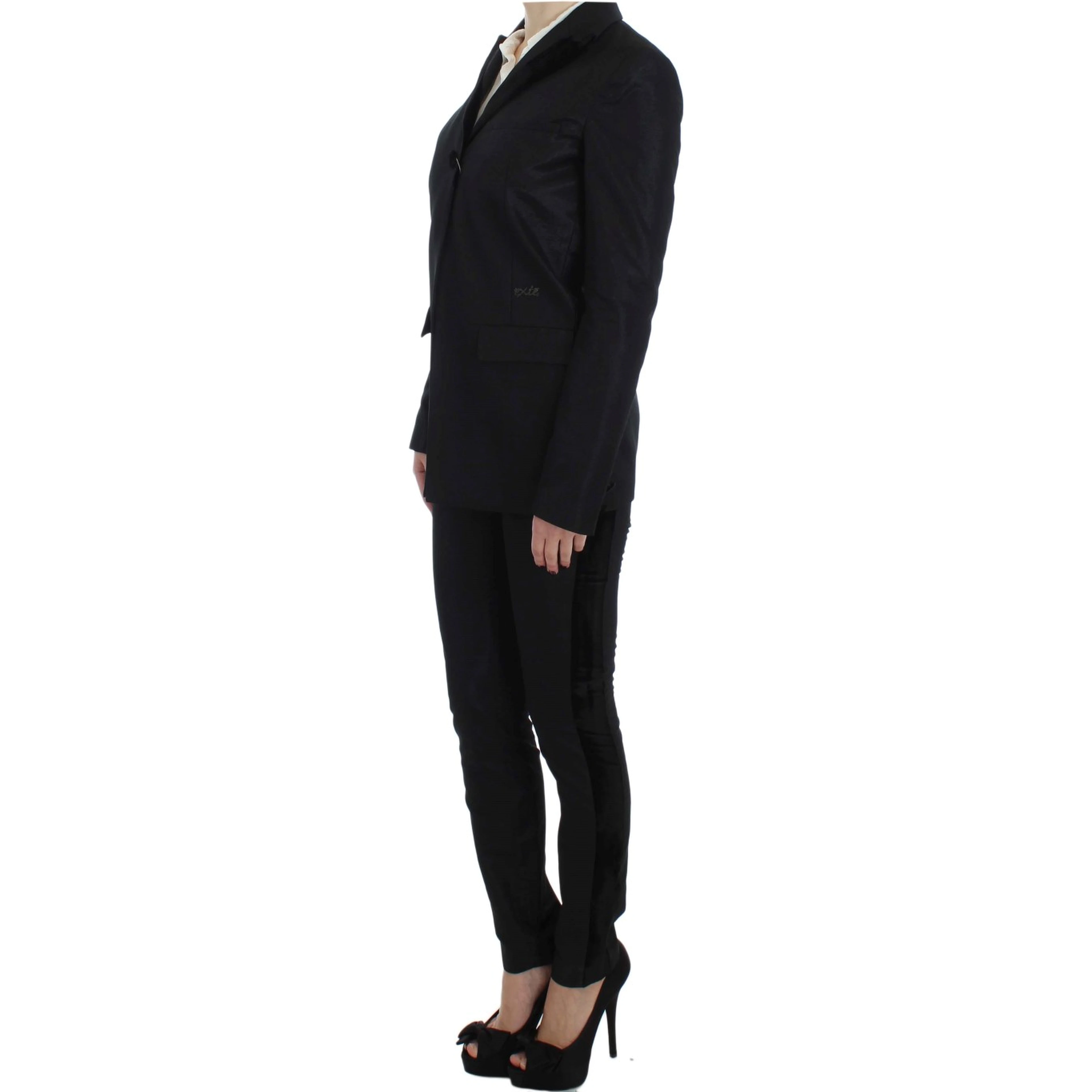 Black One Button Three Piece Suit