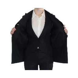 Black One Button Three Piece Suit