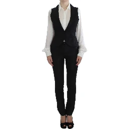 Black One Button Three Piece Suit