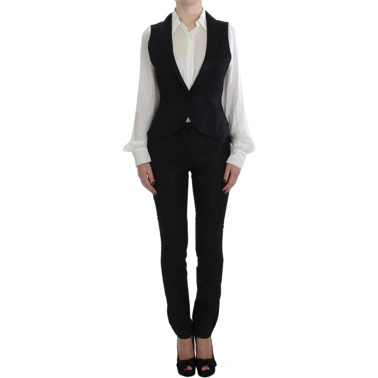 Black One Button Three Piece Suit