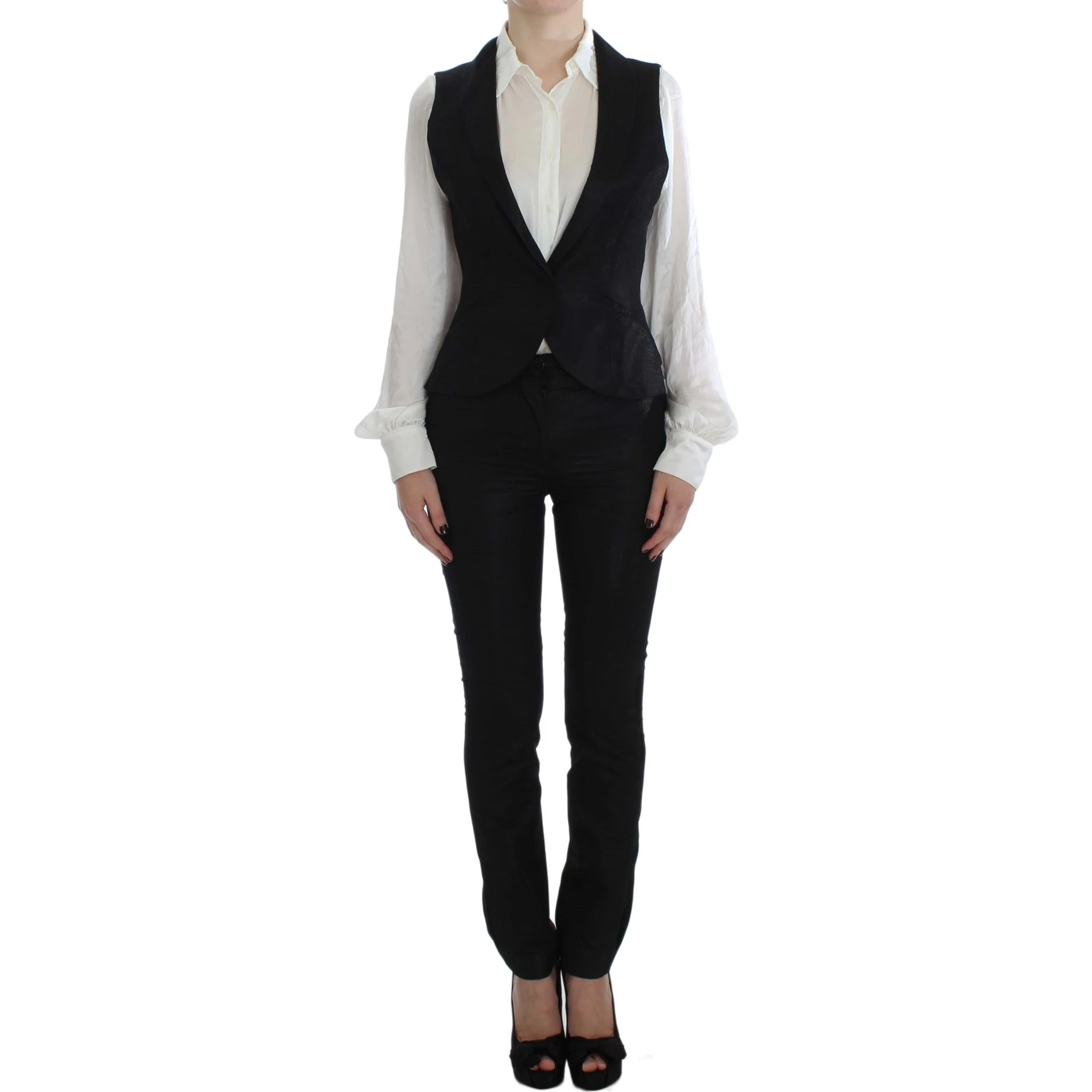 Black One Button Three Piece Suit