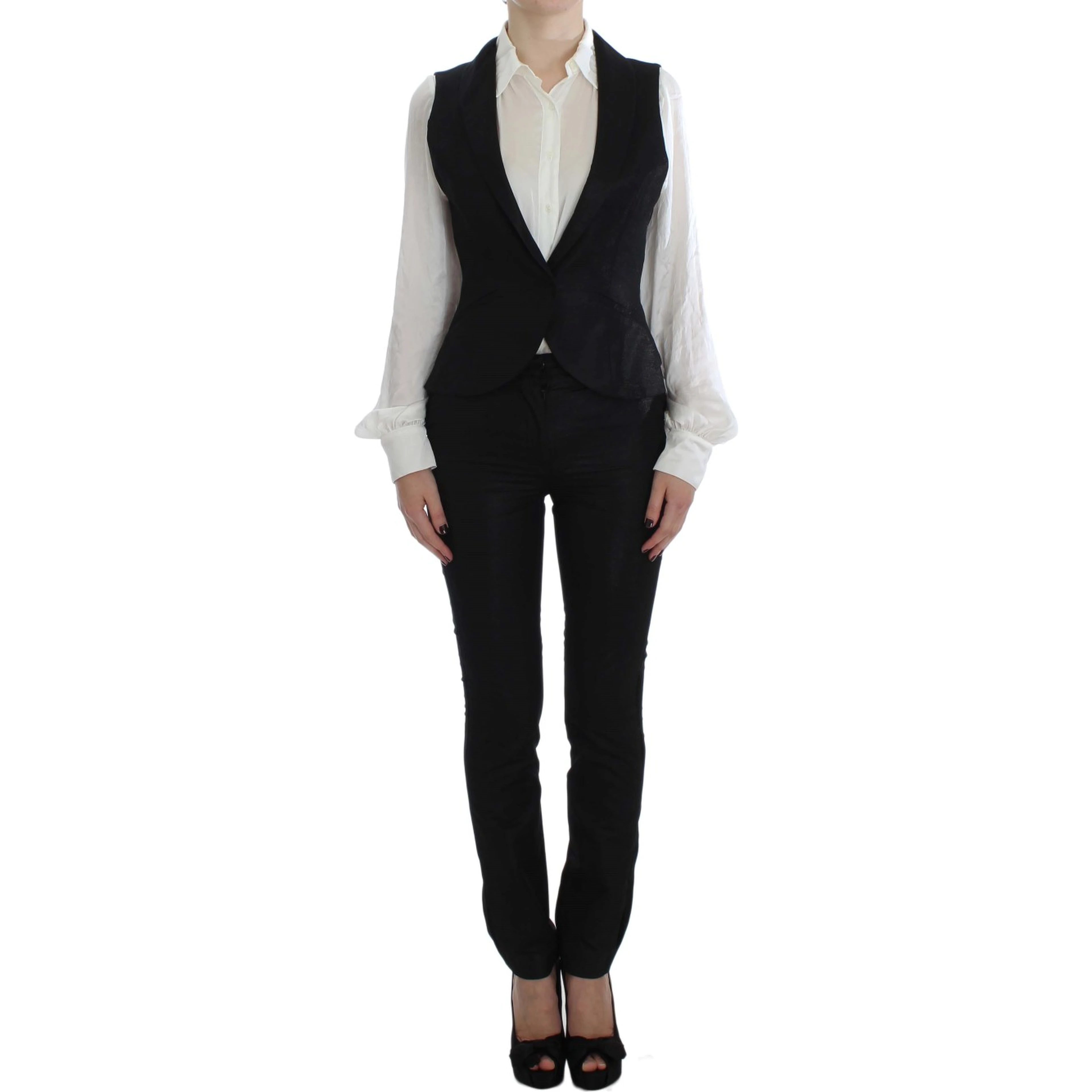 Black One Button Three Piece Suit