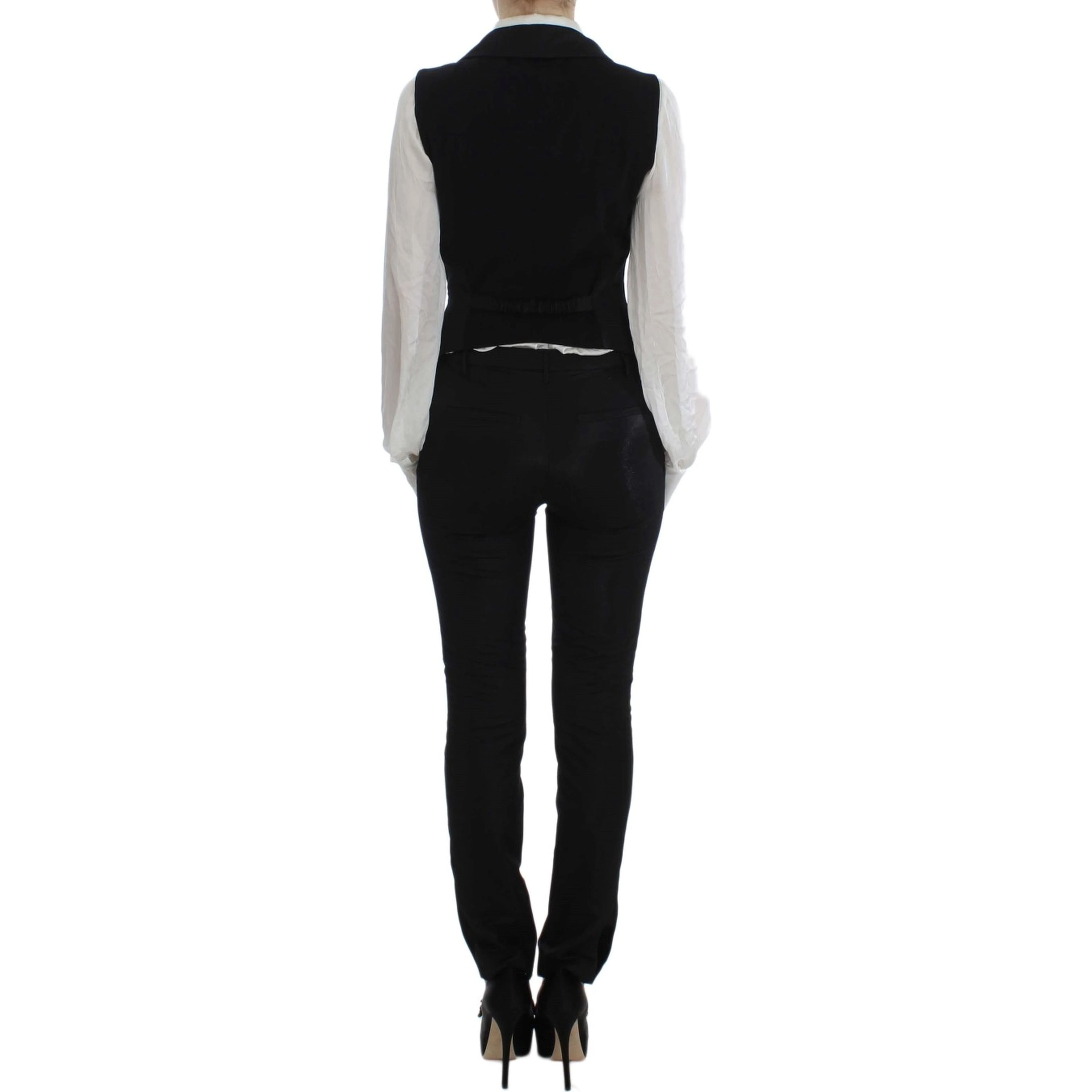 Black One Button Three Piece Suit