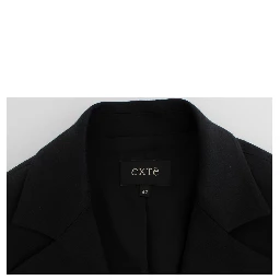 Black Cotton Stretch Gold Studded Blazer Jacket