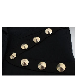 Black Cotton Stretch Gold Studded Blazer Jacket
