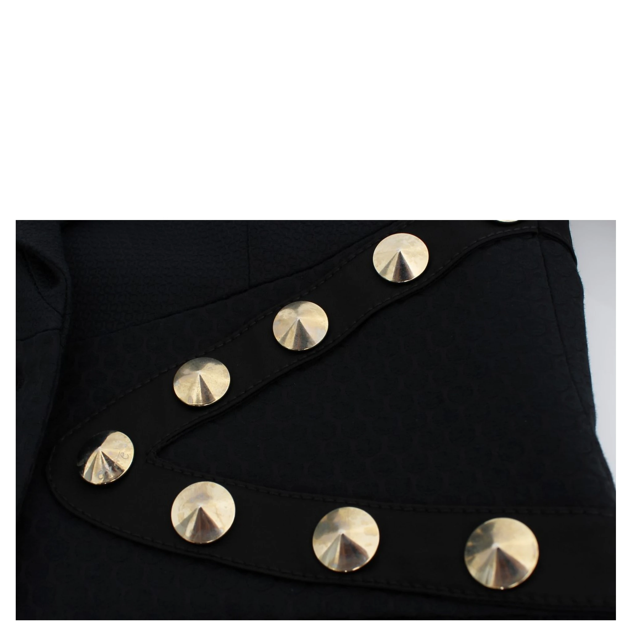 Black Cotton Stretch Gold Studded Blazer Jacket