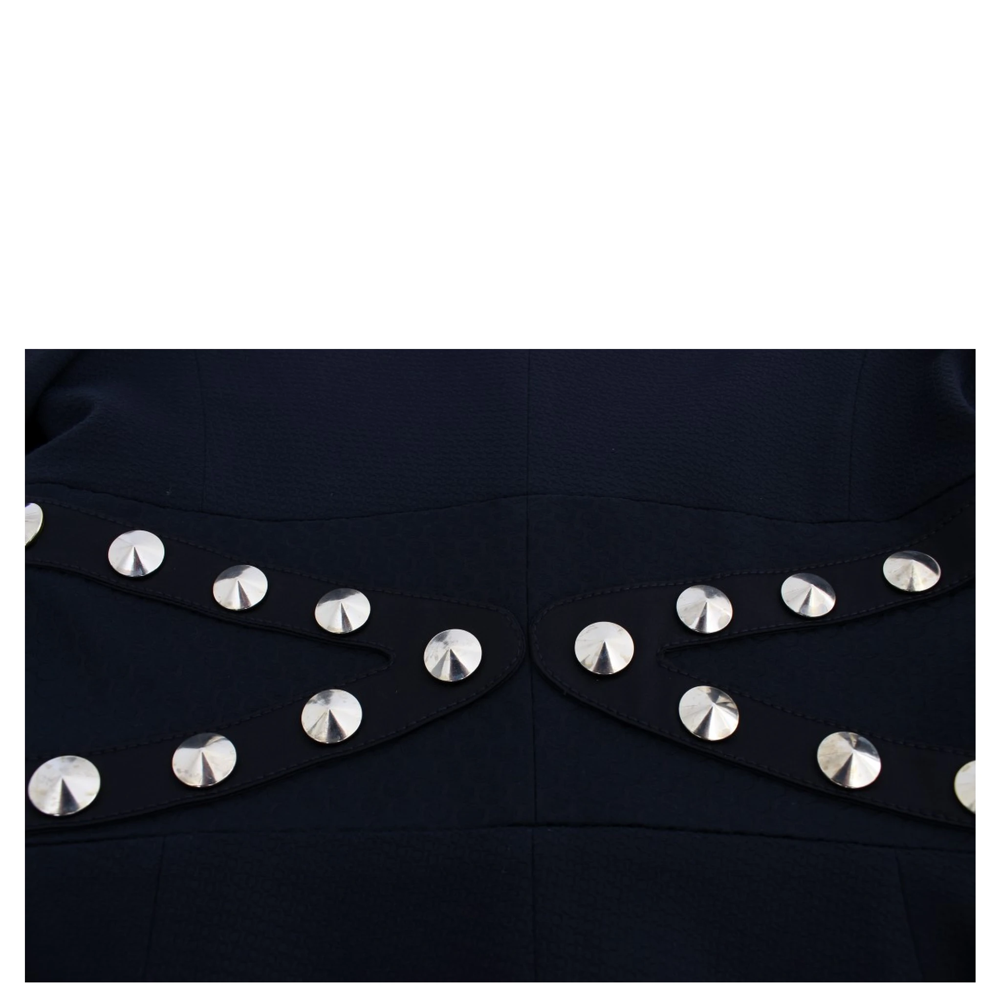 Black Cotton Stretch Gold Studded Blazer Jacket