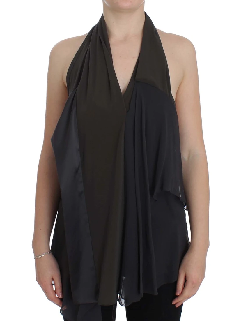 Gray Blue Stretch Blouse Top