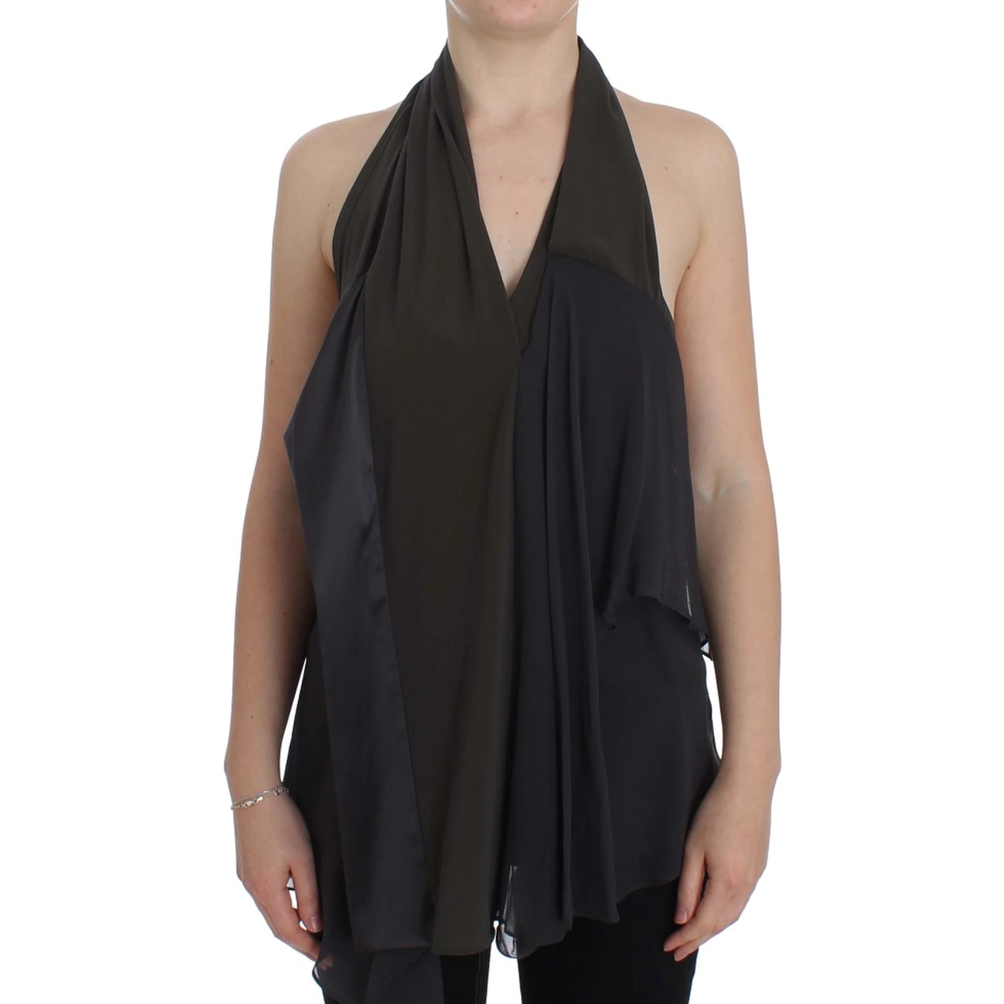 Gray Blue Stretch Blouse Top