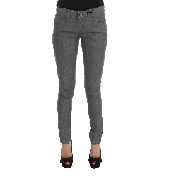 Gray Cotton Blend Slim Fit Jeans